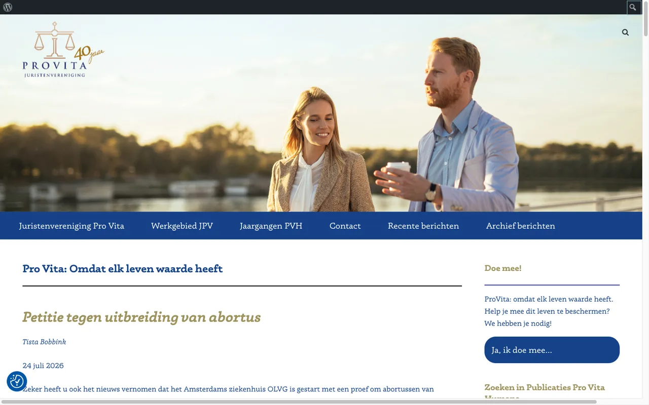 De website van Provita op desktop