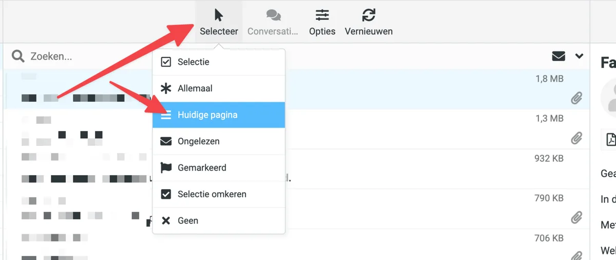 Berichten selecteren