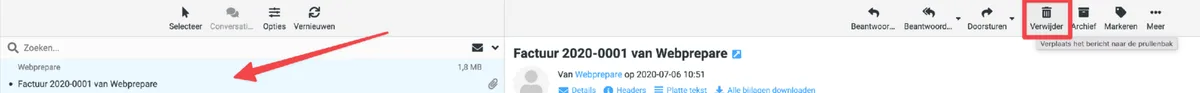 E-mail verwijderen