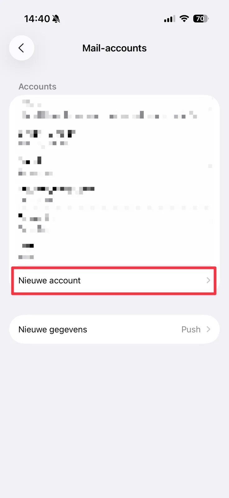 Nieuwe account toevoegen