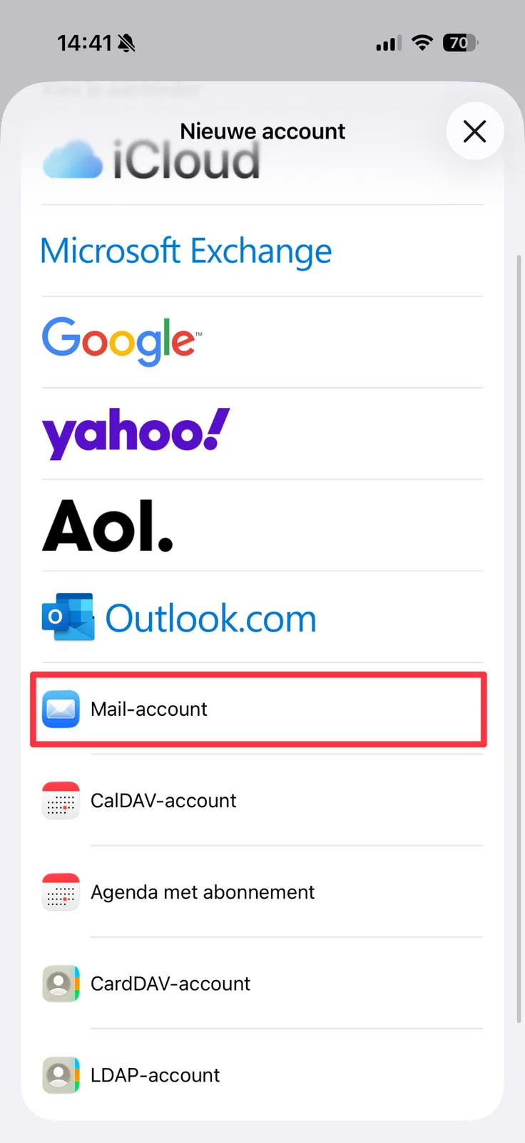 Mail-account kiezen